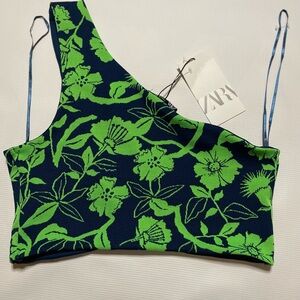 Zara Green Floral Crop Top